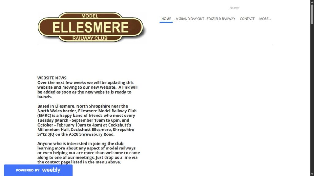 Screenshot of the official website for Live Steam and Model Railway Exhibition
