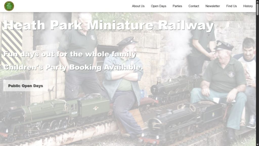 Screenshot of the official website for Heath Park Open day