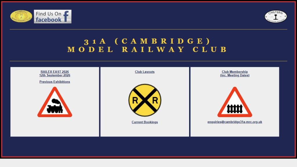 Screenshot of the official website for Railex East Model Railway Exhibition