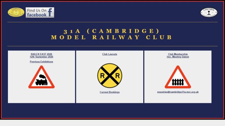 Screenshot of the official website for Railex East Model Railway Exhibition