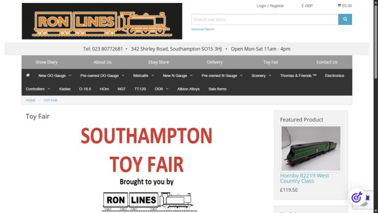 Screenshot of the official website for Southampton Toy Fair