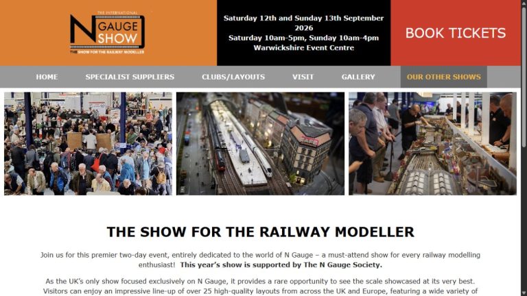 Screenshot of the official website for The International N Gauge Show