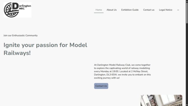 Screenshot of the official website for 2026 Model Railway Exhibition