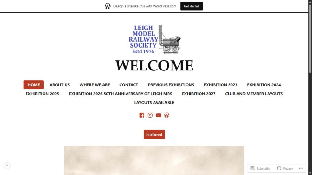Screenshot of the official website for Leigh Festival of Model Railways & Transport Modelling