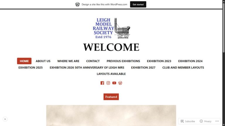 Screenshot of the official website for Leigh Festival of Model Railways & Transport Modelling