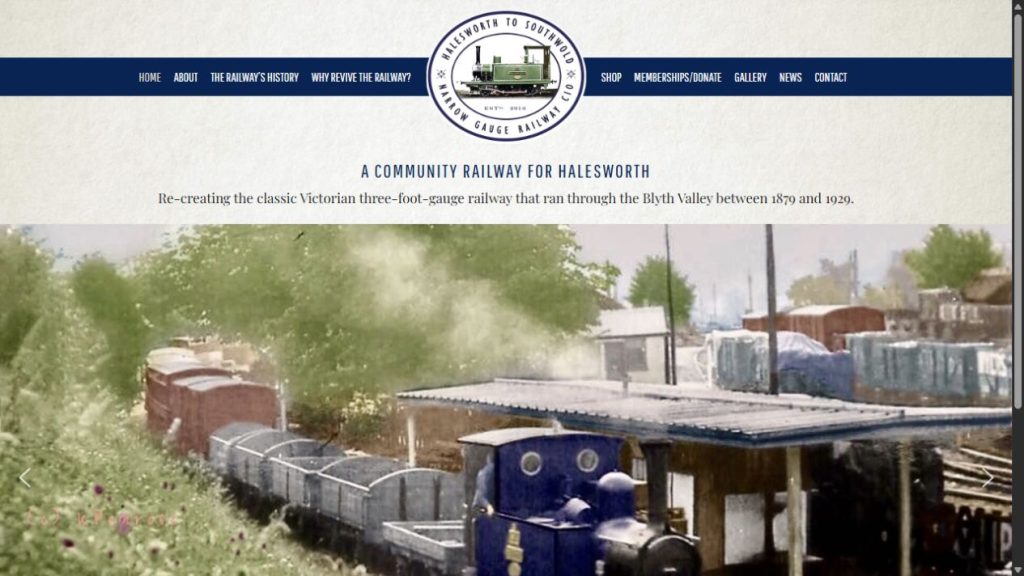 Screenshot of the official website for Blythburgh Model Railway Exhibition & Open Day