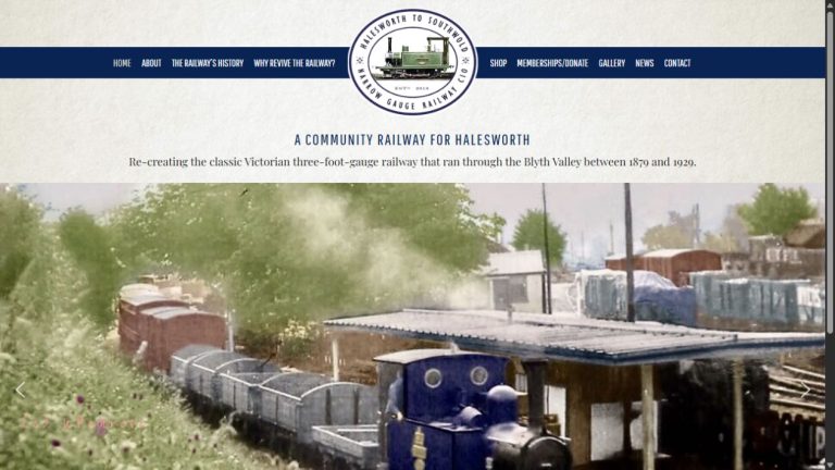 Screenshot of the official website for Blythburgh Model Railway Exhibition & Open Day