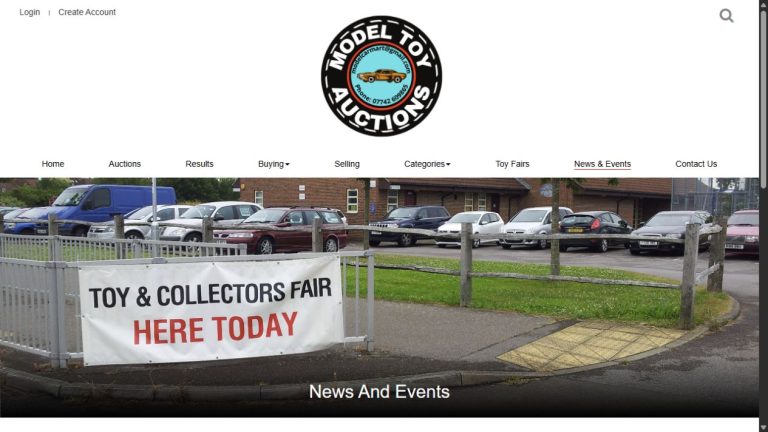 Screenshot of the official website for Worthing Vintage Toy & Train Collectors Fair