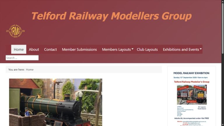 Screenshot of the official website for Model Railway Exhibition