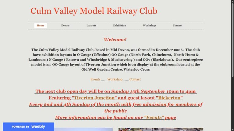 Screenshot of the official website for 16th Annual Model Railway Show