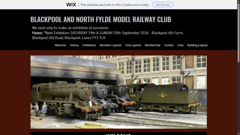 Screenshot of the official website for 43rd Annual Model Railway Exhibition