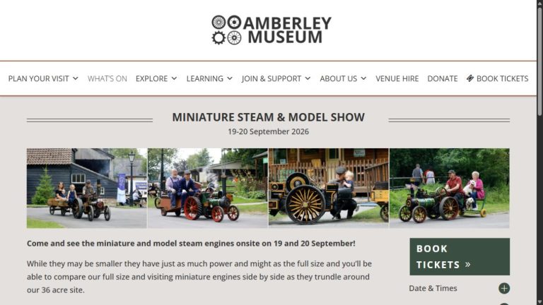 Screenshot of the official website for Miniature Steam & Model Show