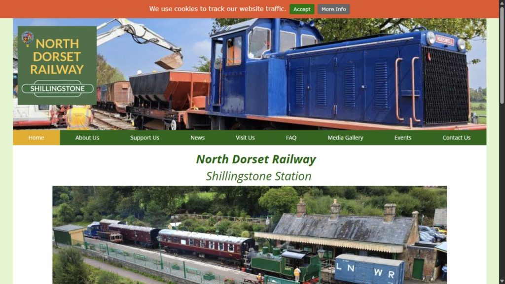 Screenshot of the official website for North Dorset Railway Model Rail Show