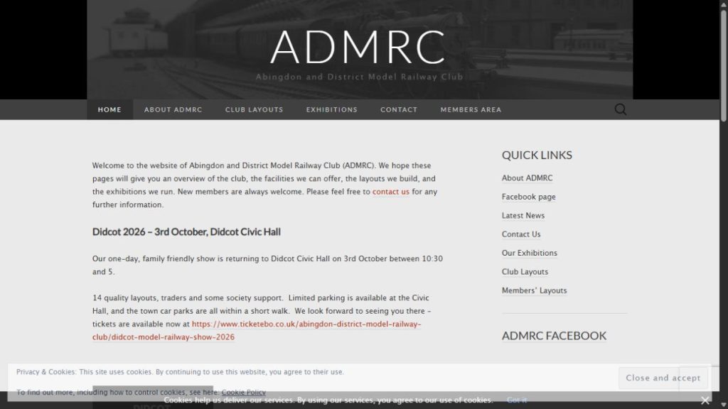 Screenshot of the official website for Didcot26