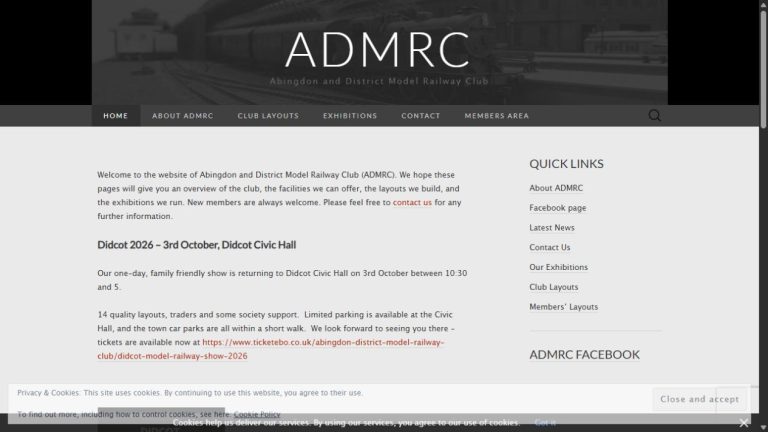 Screenshot of the official website for Didcot26