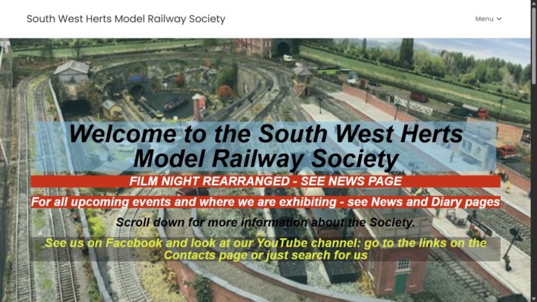 Screenshot of the official website for Autumn Model Railway Exhibition
