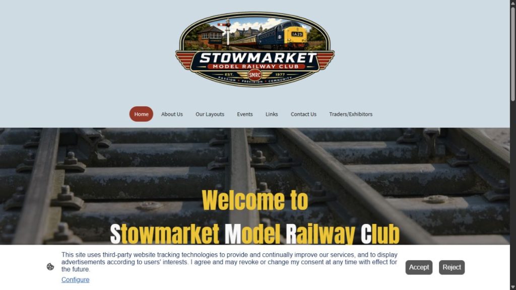 Screenshot of the official website for Needham Market Train & Model Fair