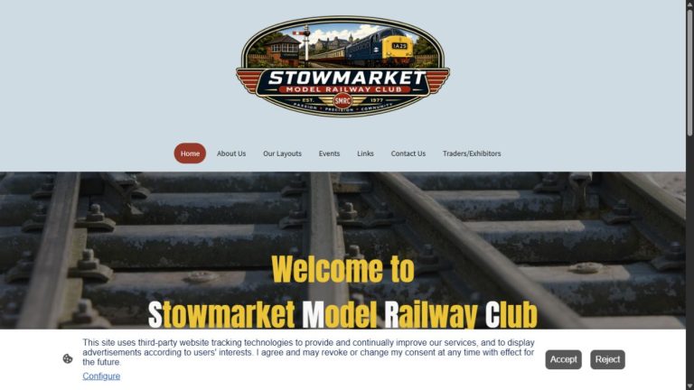 Screenshot of the official website for Needham Market Train & Model Fair