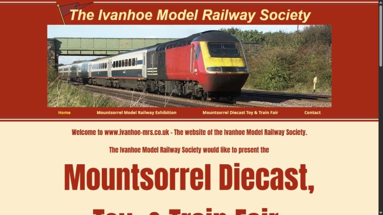 Screenshot of the official website for Mountsorrel Diecast, Toy and Train Fair