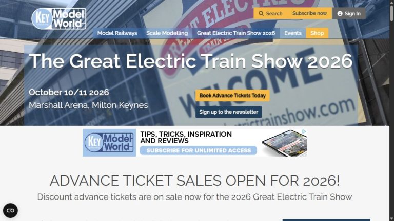 Screenshot of the official website for The Great Electric Train Show