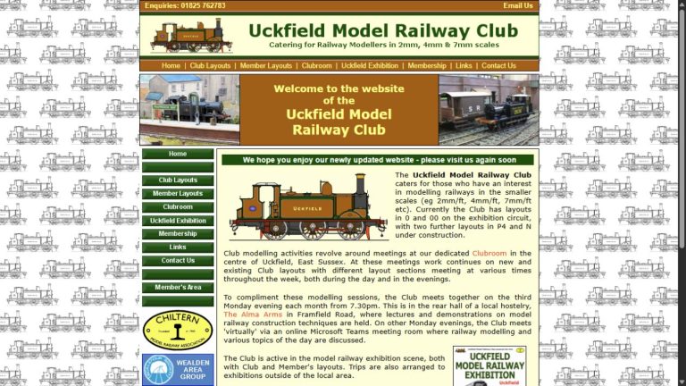 Screenshot of the official website for 41st Uckfield Model Railway Exhibition