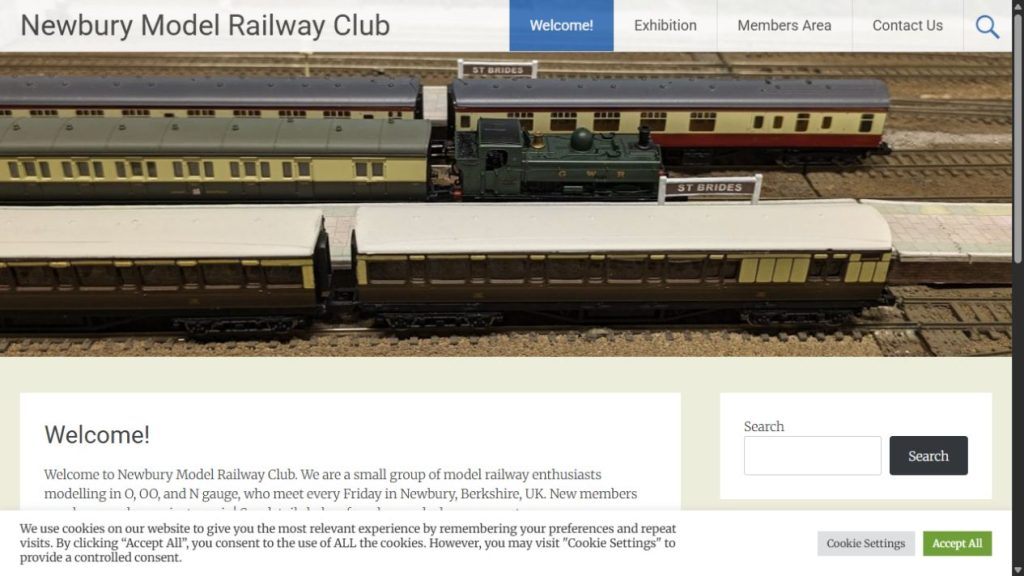 Screenshot of the official website for Newbury Model Railway Exhibition