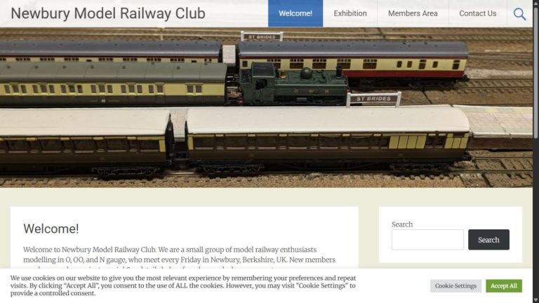 Screenshot of the official website for Newbury Model Railway Exhibition