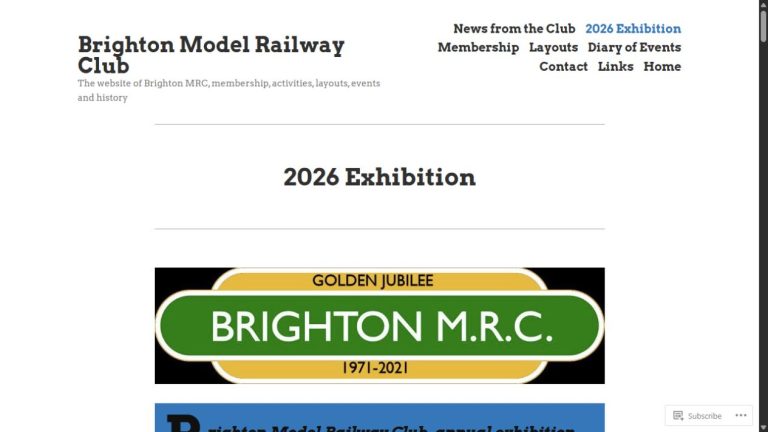 Screenshot of the official website for 46th Annual Model Railway Exhibition