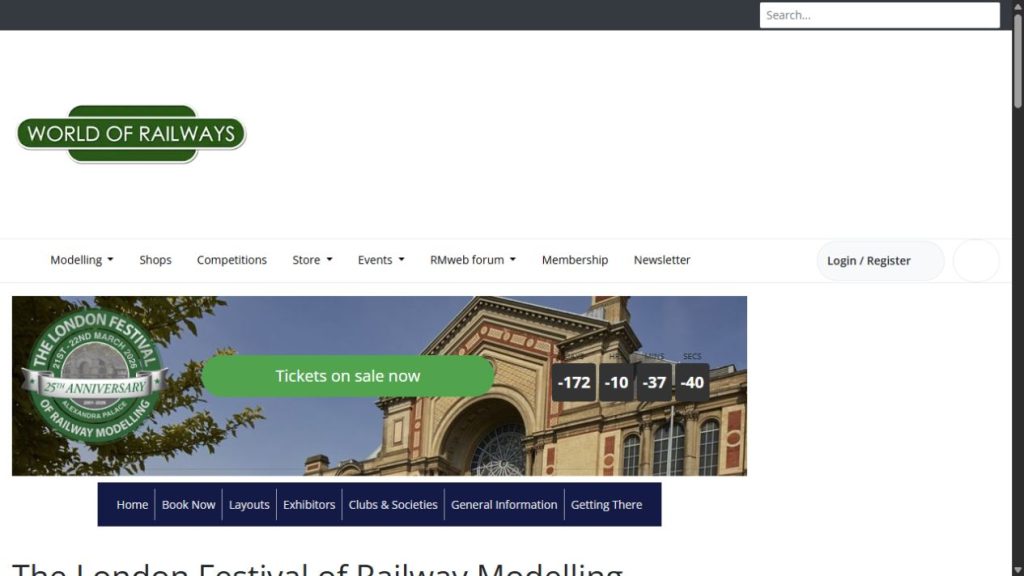 Screenshot of the official website for The London Festival of Railway Modelling 2026