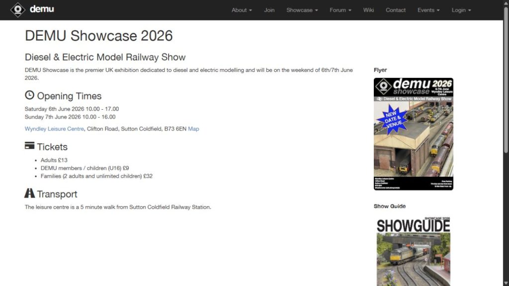 Screenshot of the official website for DEMU Showcase 2026
