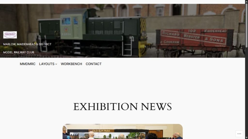 Screenshot of the official website for Maidenhead Winter Model Railway Exhibition 2027