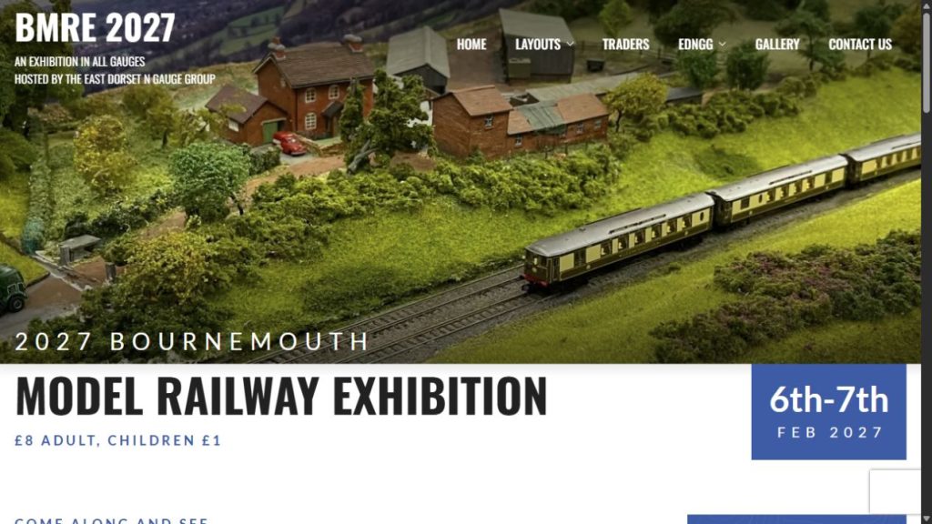 Screenshot of the official website for Bournemouth Model Railway Exhibition 2027