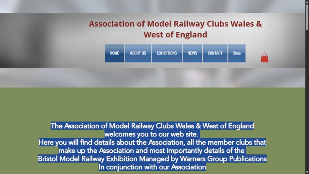 Screenshot of the official website for Bristol Model Railway Exhibition 2027