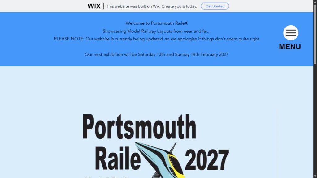 Screenshot of the official website for Portsmouth Railex 2027