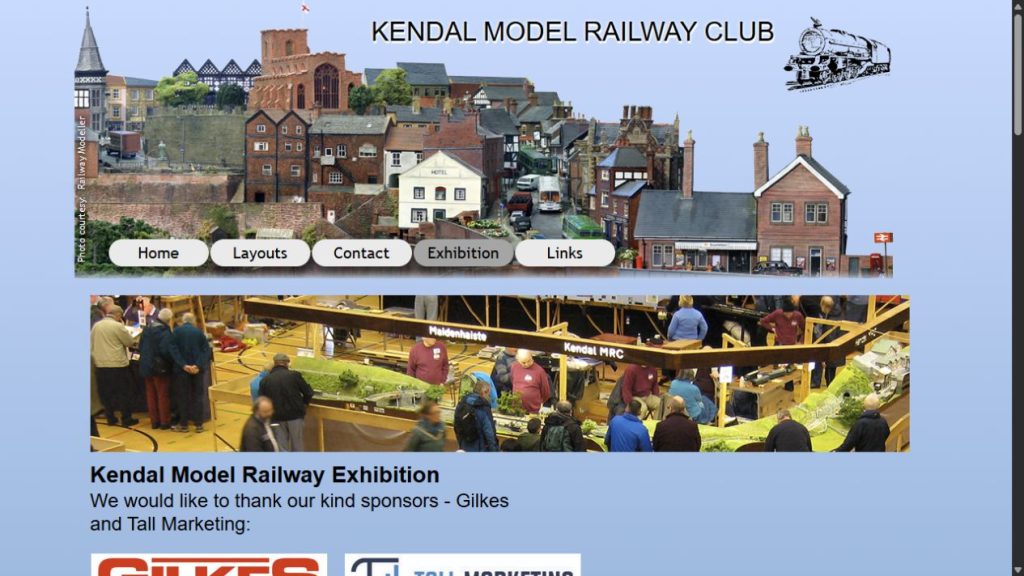 Screenshot of the official website for Kendal Model Railway Exhibition 2027