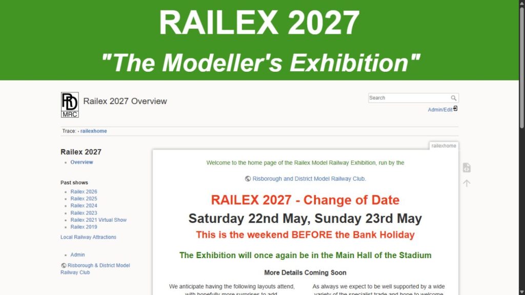 Screenshot of the official website for Railex 2027 – Aylesbury