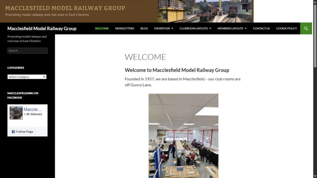 Screenshot of the official website for Macclesfield Model Railway Exhibition 2027