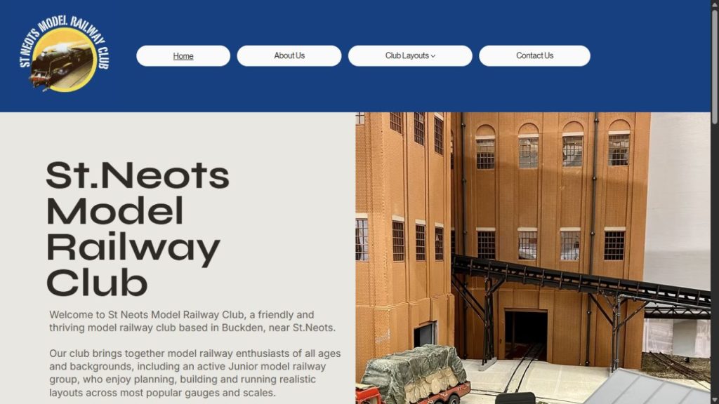 Screenshot of the official website for St Neots Model Railway Exhibition 2027 – provisional