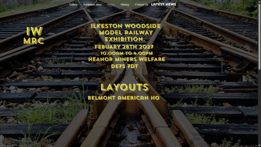 Screenshot of the official website for Ilkeston Woodside MRC 24th Annual Exhibition 2027